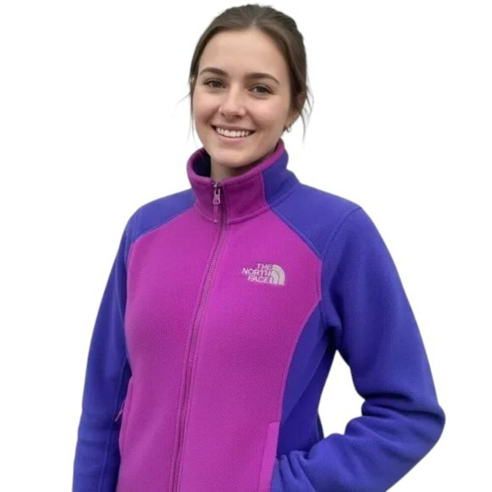 North Face FlashDry Fleece Jacket Purple Pink S Cozy Athletic Outdoor Retro